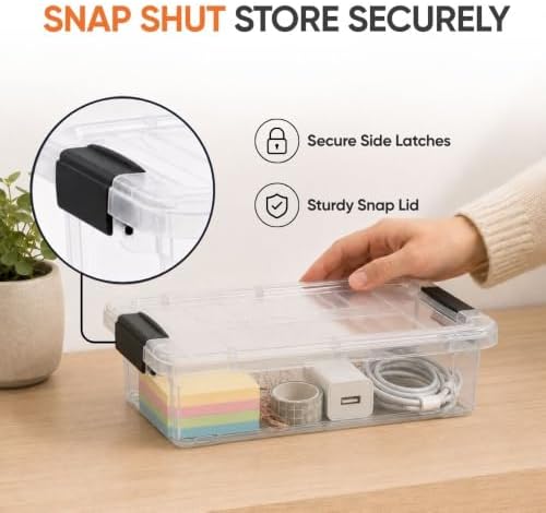 Superio 0.7 Quart Mini Clear Plastic Storage Container with Lid, Stackable Small Organizer Box for Crayons, Art Supplies, Beads, Sewing, Stationery & Food Storage, 24 Pack - Image 6