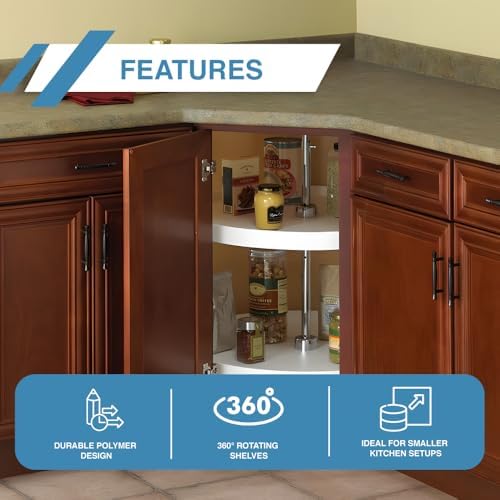 Knape & Vogt PFN32ST-W 31.5" by 32" by 32" Full-Round Polymer Lazy Susan Cabinet Organizer,White - Image 6