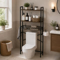 Over The Toilet Storage Rack, 3-Tier Bathroom Organizer Shelf with Toilet Paper Holder & 3 Hooks, Freestanding Metal Over Toilet Storage Shelves for Small Bathroom Spaces, Brown by Unknown