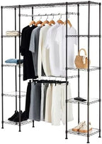 Amazon Basics Expandable Metal Hanging Closet Organizer and Storage Rack Wardrobe with Shelves, 57-80''L x 14''W x 72''H, Bronze by AmazonBasics