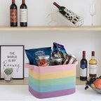OIAHOMY Cotton Rope Storage Baskets for Organizing Rainbow Pastel 3-Pack - Image 5