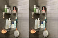 JiePai Acrylic Corner Shower Caddy Shelf with Hooks 4 Pack, Adhesive Wall Mounted Bathroom Shower Organizer for Inside Shower & Kitchen Storage, Space-Saving Design by JiePai
