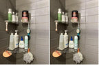 JiePai Acrylic Corner Shower Caddy Shelf with Hooks 4 Pack, Adhesive Wall Mounted Bathroom Shower Organizer for Inside Shower & Kitchen Storage, Space-Saving Design by JiePai