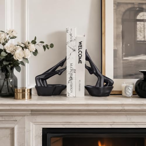 Black Legs Sculpture Bookends for Shelves, Modern Book Ends Decorative - Image 7