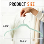 Sishynio Velvet Hangers 30 Pack, Non-Slip Slim Felt Clothes Hangers Green - Image 3
