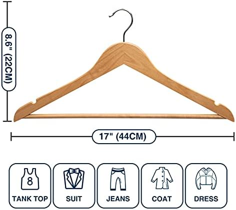 Wood Hangers - 60 Pack Solid Shirt Hangers, Heavy Duty & Slim Wooden Hangers, for Suit, Coat, Jacket, Pants（Natural） - Image 7