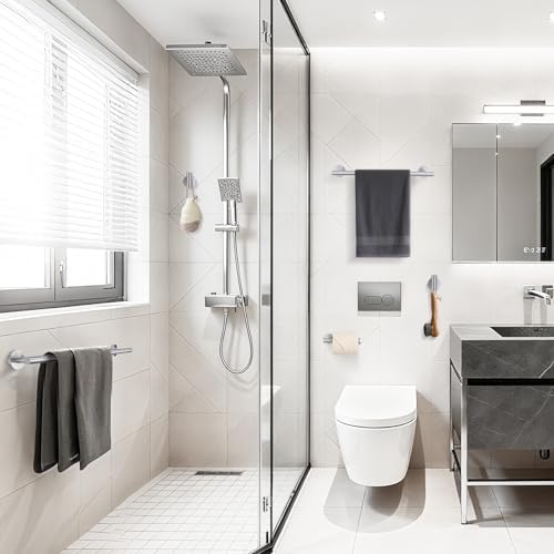 TURS Brushed Nickel 10 Pieces Bathroom Hardware Set, SUS304 Stainless Steel 24 Inch Bath Towel Bar Set, Round Bathroom Accessories Kit Wall Mounted - Image 6