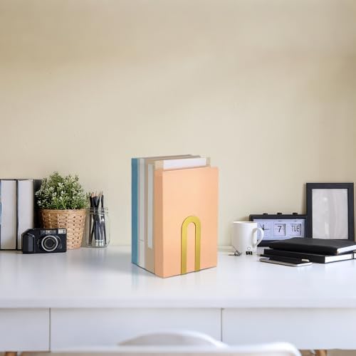 Chunful 12 Pcs Gold Metal BookEnds Shelves, 5.5 x 3.75 x 2.25 in - Image 6