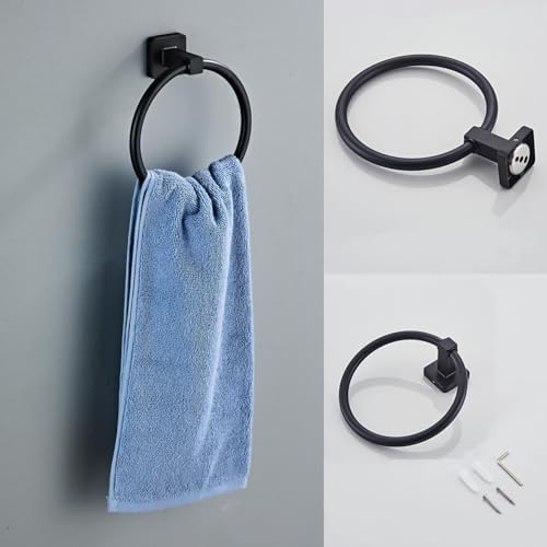 Matte Black Bathroom Hardware Set 8 Pieces,Towel Bar Set Stainless Steel Wall Mounted, Includes 16In Hand Towel Bar, Towel Ring, Robe Towel Hooks,Toilet Paper Holder, Bathroom Towel Rack Set… - Image 4