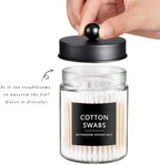 SheeChung Qtip Dispenser Holder, Glass apothecary jars with Acrylic Vanity Tray, Countertop Canister Guest Bathroom Essentials Storage Organizer for Cotton Swabs/Balls, Floss Picks - Image 2