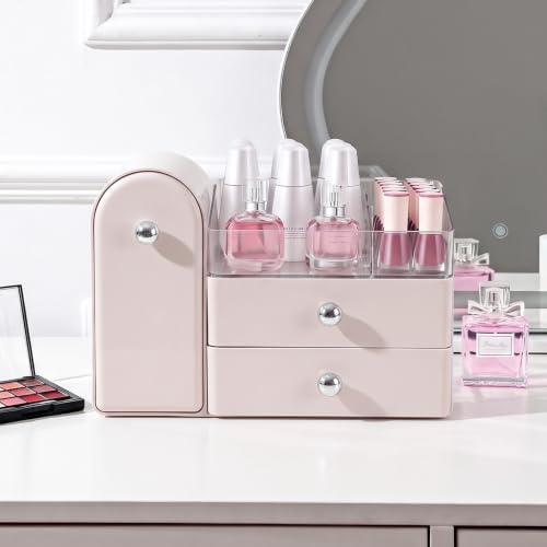 Makeup Organizer Countertop with Makeup Brush Holder,Pink - Image 7
