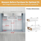 2 Pack Metal Under Sink Organizer with Sliding Drawer, White - Image 7