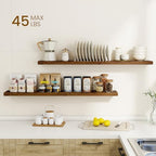 Dreamland 48Inch Floating Shelves for Wall, Rustic Wooden Storage Shelf for Living Room, Kitchen, Farmhouse, Wall Mounted Display Shelving with Invisible Heavy-Duty Metal Bracket, Set of 2 - Brown - Image 2