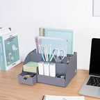 My Space Organizers Grey Desk Organizer, 9 Compartments, Office Supplies and Desk Accessories Organizer, Office Decor Desktop Organizer (Gray) - Image 6