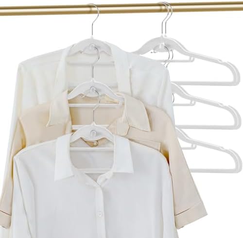 20 Pack Velvet Slim Non-Slip White Hangers - Space Saving Clothes Hangers with 360° Swivel Hook for Heavy Duty Adult Clothes - Image 2