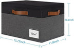 Extra Large Storage Bins with Lids, Foldable Fabric Storage Baskets with Lids, Sturdy Storage Boxes with Labels and 3 PU Handles for Closet Home Bedroom Office (32L, 3 Packs, Grey&Black) - Image 2