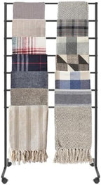 7 Tier Metal Display Rack with Wheels, Floor Standing Scarf Display Stand, Hijab Rack for Retail Stores, Towel, Belts, Ties, and Pants (Black, 7 Tier) by Unknown