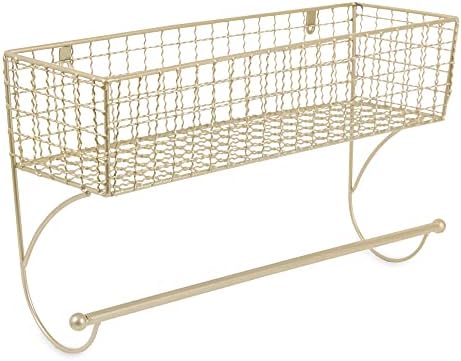 DII Rustic Bathroom Décor, Metal Storage, Large Towel Bar, Gold by DII