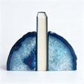 Natural Agate Bookends Pair - Vibrant Dyed Blue Geode Design, 2-3 lbs Heavy Duty Non-Slip Crystal Bookends for Shelves | Home Office Decor by XMHOME