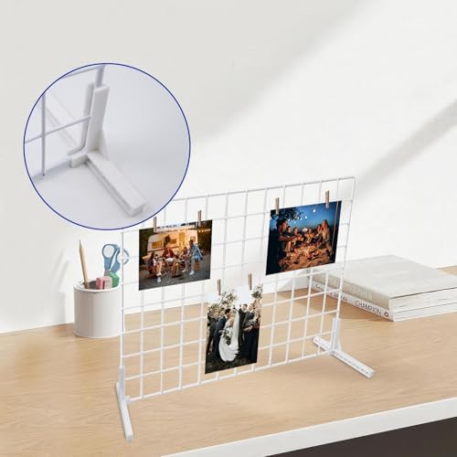 2 Sets Wall Grid Decorative Panel with Base for Photo Display - Image 6