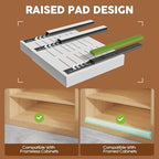 Seinloes 2 Pack Expandable Pull Out Cabinet Organizer 21"Deep With Raising Pad for Framed Cabinets,Upgrade 3 Slide Rails Slide Out Drawers,Roll Out Shelves Adhesive,Adjustable Width 15.15"-26.3" White - Image 2