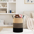 Fiona's magic Woven Laundry Hamper, 100L Tall Blanket Storage-Brown&Black - Image 2