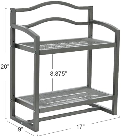 Household Essentials 2-Tier Metal Wall Mount Bathroom Storage Rack, Silver - Image 2