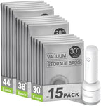 Vacuum Storage Bags with Rechargeable Pump for Travel, 15 Combo Set by EOMTAM