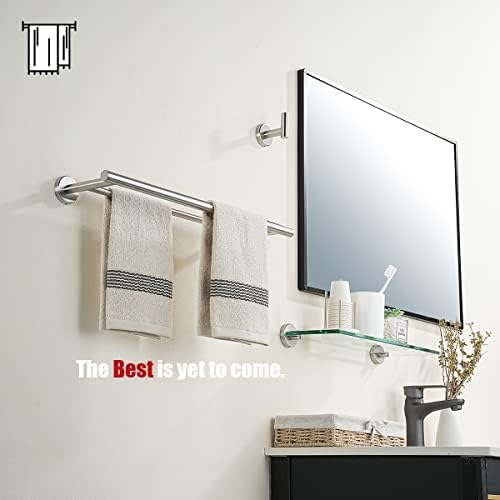 JQK Double Bath Towel Bar, 20.5 Inch 304 Stainless Steel Thicken 0.8mm Towel Rack Bathroom, Towel Holder Brushed Finished Wall Mount, Useable Length 18 Inch 2 Pack, TB100L18-BN-P2 - Image 4