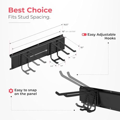 TIDYME Garage Wall Organizer, Shovel Holder Wall Mount, 80" Double Hooks - Image 3