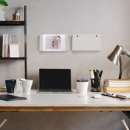 Feifeiya 2 Pcs Clear Acrylic File Holder Wall Mount, 14"x8.3"x1.2" - Image 5