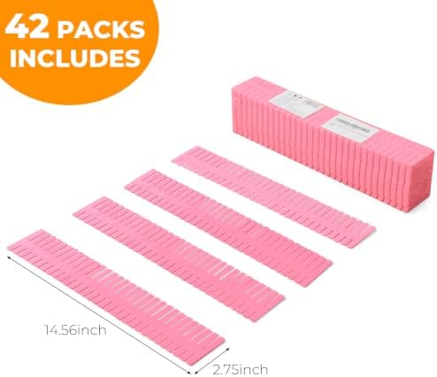 ALBAD Plastic Drawer Dividers Adjustable Drawer Organizer Dividers Separator for Tidying Clutter/Cutlery/Underwear/Socks/Clothes/Dresses/Boxes/Bins in Kitchen Bathroom Bedroom Office (Pink, 42) - Image 2