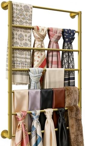 Wall Mounted Scarf Rack, Hijab Hanger Organizer (Gold, 7T-23.6×35.4IN) by FWTXZTER