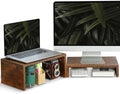 TEAMIX 2-Pack Monitor & Laptop Stand Riser, Wood High-Low Dual Monitor Set by TEAMIX