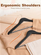 HOUSE DAY Black Wooden Hangers 30 Pack, Heavy Duty Wooden Coat Hangers - Image 6