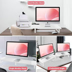 Across-Star Dual-Monitor Stand for Desk - Large Adjustable Length and Angle Riser for 2 Monitors, Double Computer Desktop Organizer, Shelf for TV, Laptop, Printer - Image 4