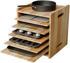 7 Tiers Cookie Sheet Organizer for Cabinet, Wooden Tray Dividers for Kitchen Cabinets Baking Sheet Pan Organizer, for Heavy Pans, Cutting Board, Bakeware, Kitchen Cupboard Storage, Solid Wood by Haidaiya