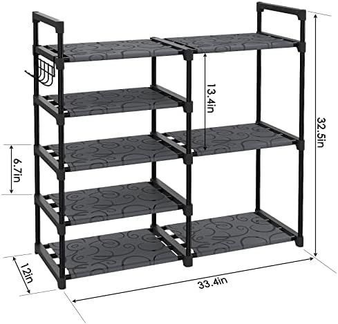 CSXGBAB Black Tubes Closet Shoe Rack, Boot Rack, 5 Tier Oxford Fabric Shelf, Easy Assembly, Sturdy and Durable, Holds Up to 30 lbs - Image 3