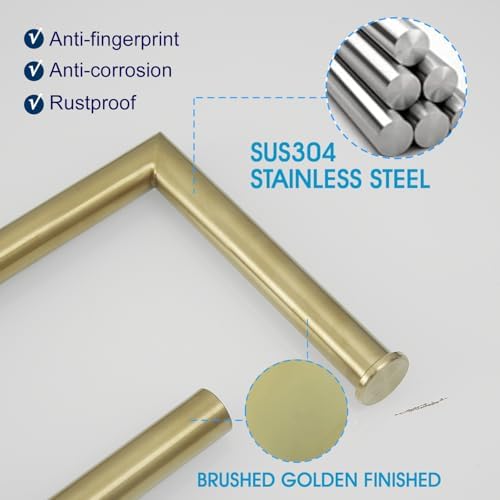 Free Standing Toilet Paper Roll Holder Stand with Reserve, Gold Brushed - Image 3