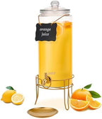 Drink Dispensers for Parties, 1 Pack 1.5 Gallon Beverage Dispenser with Stand, Drink Dispenser With Glass Lid, juice dispensers for parties by Quald