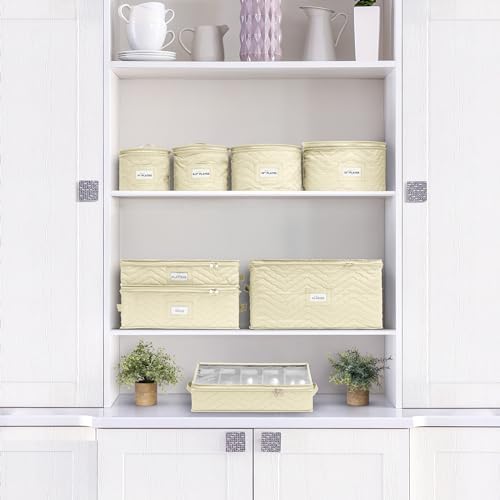 Sorbus China Storage Containers, 4-Piece Plate Storage Set (Beige) - Image 5