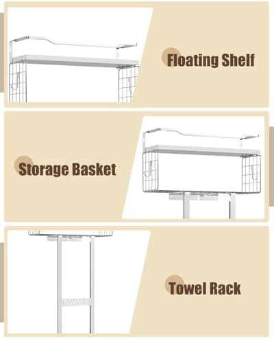 Aetyord Towel Racks for Bathroom - Wall Mounted Metal Rack with Wood Plank, Bathroom Storage Organizer, Towel Holder Stores 6 Large Rolled Towels Easily, Silver with White Plank - Image 7