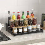 Expandable 3-Tier Metal Spice Rack, Heavy Duty Kitchen Step Shelf Organizer for Cabinet, Pantry & Countertop, Non-Slip Storage for Spices, Perfumes & Collectible Figures(BLACK,1PACK) - Image 3