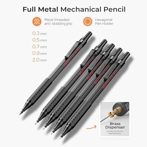 Nicpro 33PCS Black Metal Mechanical Pencil Set in Leather Case - Image 2