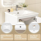 Harper & Bright Designs 20" Bathroom Vanity with Sink, Free Standing Single Vanity Set with One Divider Drawer, and Door Storage Shelf, Wooden Storage Cabinet with Ceramic Basin for Bathroom, White - Image 7
