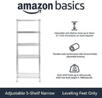 Amazon Basics 5-Shelf Adjustable Storage Shelving Unit for Garage, Steel Wire Rack, 200 Pound Loading Capacity per Shelf, 23.2" x 13.4" x 60", Chrome Finish - Image 2