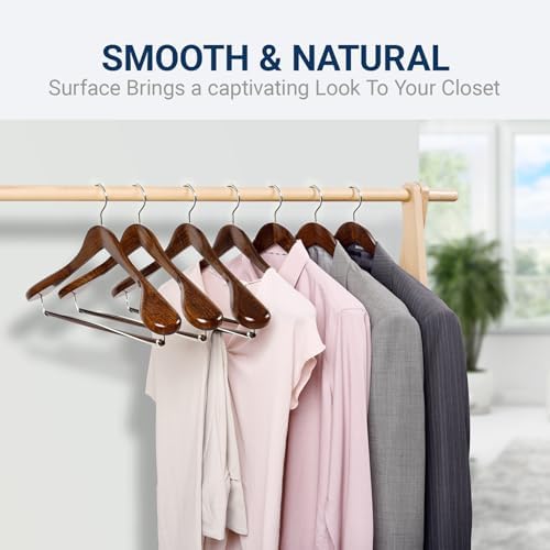 Amber Home 6 Pack Retro Wide Shoulder Wooden Suit Hangers - Image 5