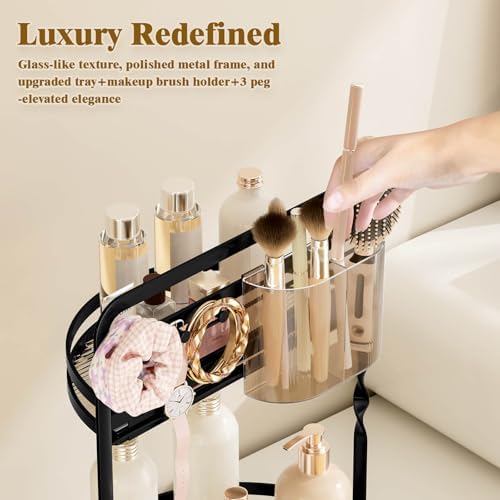 360 Rotating Makeup Vanity Organizer,Black 2-Tier Perfume Organizer - Image 3