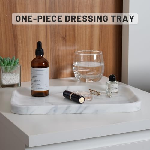 Statuario Marble Vanity Tray - Decorative Organizer for Bathroom Countertop, Dresser, Kitchen Sink - Image 3