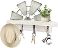 Windmill Key Holder Wall Mount, Decorative Wall Mounted Key and Mail Rack with Shelf, Farmhouse Wall Decor, 4 Rustic Hooks for Coats & Keys, White Western Key Holder. by RootyHeart